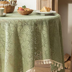 Sage Green Boho Floral Crochet Lace Tablecloth Square 60 x 60 Inch - Image 5