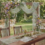 Sage Green Floral Table Runner 10ft Embroidery Tulle Spring Wildflower Gauze Table Runner Seasonal Summer Butterfly Kitchen Dining Decoration for Wedding Baby Shower Birthday Party (6 Pcs) - Image 3