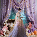 16x7ft Under The Sea Mermaid Backdrop Starfish Corala Pearl Background Ocean Princess Birthday Party Decorations Banner Baby Shower Wedding Portrait Photography Booth Props - Image 6
