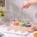 Thenshop 40 Pcs Clear Cupcake Boxes 9x3x3 in 3 Compartment Holder,White - Image 4