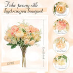 Tigeen 12 Bundles Artificial Flowers Bouquet Silk Peonies, Orange - Image 2