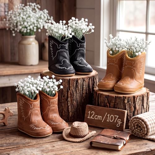 Mifoci 3 Set Cowboy Boot Vase Table Centerpiece, Baby Breath, Mixed Color - Image 4
