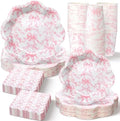 Newtay 250 Pcs Pink Bow Disposable Paper Plate Napkins by Newtay