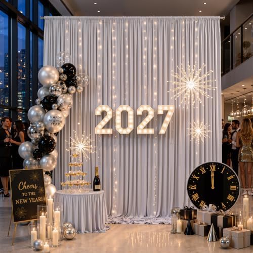 20x12 ft Silver Backdrop Curtains for Weddings Parties, Birthdays - Image 2