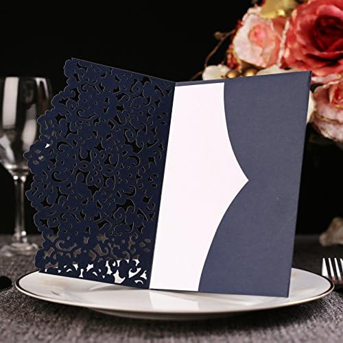 FOMTOR 50-Pack Blue Laser Cut Wedding Invitation Cards Set w/Envelopes & Inserts & Seals – for Wedding, Bridal Shower, Graduation, Birthday Party, Engagement, Anniversary - Image 5
