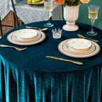 GLORY SEASON Velvet Tablecloth Luxurious Solid Round Table Cloth,Oblong Retro Farmhouse Ruffle Tablecloths Washable Table Cover for Party Wedding Baby Shower Kitchen Dinning Tabletop Decoration - Image 7