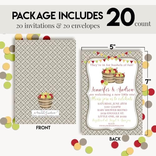 Amanda Creation Custom Baby Shower Invites Apple Baby Shower Invitation 20 5x7 Custom Personalized Apple Themed Invites With Envelopes - Image 4