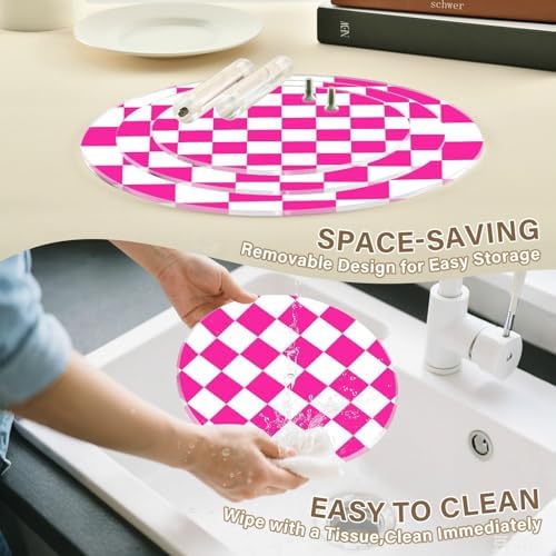 J JOYSAY Checkerboard Pink Pattern Acrylic Cupcake Stand 3 Tier Dessert Table Display Set Clear Cake Stands for Party Baby Shower Wedding Decorations Easy Assembly Macaron Tower - Image 4