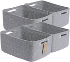 MiniArk Large Storage Baskets for Organizing, 17 x 13 x 7.5” Closet Shelf Baskets for Clothes Blanket Towels, Baby Nursery, Toy Bins Box, Woven Rope Baskets, 4 Packs Mixed Grey by MiniArkStorageBasketsHome