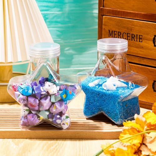 Yinkin 30 Pcs 5.5 oz Star Sand Art Bottles Plastic Clear Bulk, Plastic Lid - Image 5