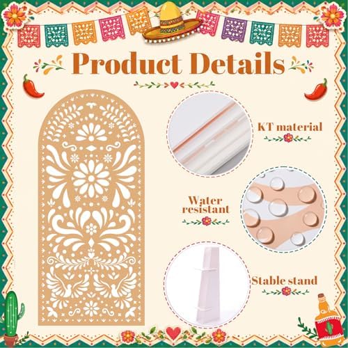 Gerrii 6 ft Cielito Lindo Arch Backdrop, All-in-one Stand up, Light Brown - Image 3