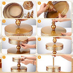 Dandat 2 Pcs Cupcake 3 Tiered Metal Dessert Stand Round Cupcake Tower Cake Holder Stand Tiered Serving Tray for Wedding Baby Shower Birthday Tea Party Table Decor(Gold) - Image 7