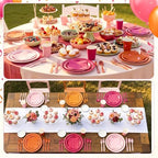 Mimorou 350 Pcs Pink and Orange Plates Cups Napkins Utensils - Image 6