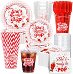 Shes Ready to Pop Red Disposable Tableware, Baby Shower Set for 25 Guests by Unknown