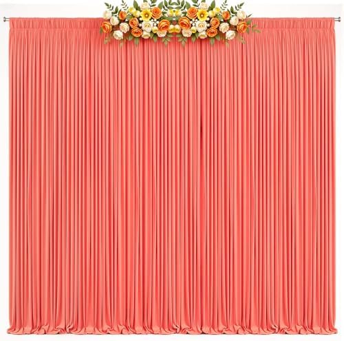 10x10ft Orange Backdrop Curtains for Parties Baby Shower Photo Wrinkle Free Polyester Photoshoot Curtains Drapes Backdrop for Birthday Party Wedding Graduation Photography Background 2 Panels 5x10FT - Image 2
