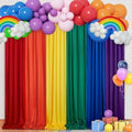 Birthday Backdrop Curtain 15ftx7ft - Rainbow Wrinkle Free Satin Drapes by SoarDream