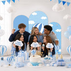 3 PCS Blue Hot Air Balloon Arch Backdrop Cover Sky Cloud Party Decoration - Image 5