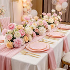 LIYH 150Pcs Gold Flower Edge Pink Dinnerware Set For 30 Guests Party - Image 7