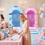 Haull Gender Reveal Party Decorations Set He or She Porch Banners Pink and Blue Foil Fringe Curtains Boy or Girl Rug Photo Backdrop for Baby Shower Party Door Entryway Decor - Image 7