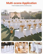 VEVOR 100 Pcs White Chair Covers Polyester Spandex Chair Cover Stretch Slipcovers for Wedding Party Dining Banquet Flat-Front Chair Covers - Image 2