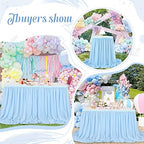 9ft Baby Blue Table Skirt Baby Shower Sheer Tablecloth for Rectangle or Round Table Dcoeration Chiffon Table Cloth for Party 2 Layer - Image 5