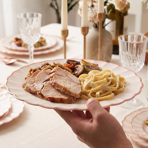 By Madee HEAVYWEIGHT Ivory Rose Gold Scalloped Plates for Wedding 100 Pc - Image 7