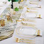 Hioasis 175 Pcs Clear Gold Plastic Plates, Serves 25, for Wedding & Party - Image 5