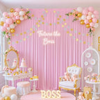 50x10ft Pink Photo Backdrop Curtains for Parties Baby Shower Wrinkle Free Polyester Photoshoot Curtains Drapes Backdrop for Girls Birthday Party Gender Reveal Photography Background 10 Panels 5x10FT - Image 2