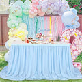 9ft Baby Blue Table Skirt Baby Shower Sheer Tablecloth for Rectangle or Round Table Dcoeration Chiffon Table Cloth for Party 2 Layer by QueenDream