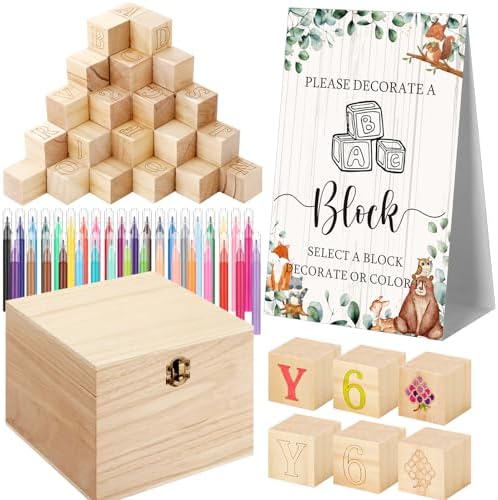 Marsui 136 Pcs Baby Shower Blocks to Decorate Game Kit, Land Animal by Marsui