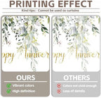 Leowefowa 15x10ft Vinyl Happy Anniversary Backdrop Green Gold Eucalyptus Leaves Photography Background Wedding Bridal Decorations Baby Shower Gender Reveal Photo Party Banner Photo Booth Props - Image 3