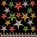 Hortsun 20 Set Paper Star Lanterns Lighted 3D,Red, Green, Gold, Silver by Hortsun