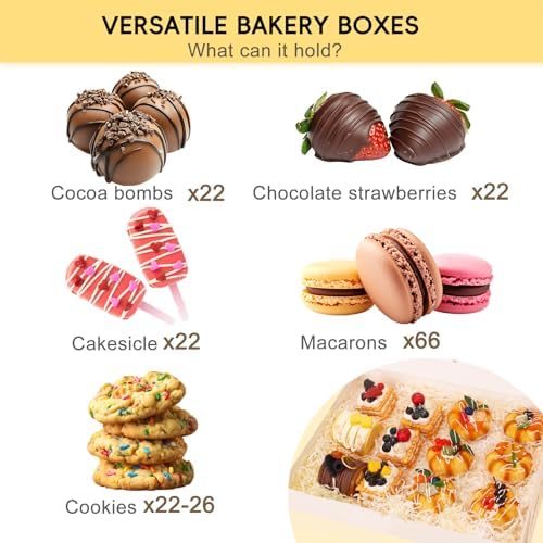 Moretoes 60pcs 16x11x2.5 Inches Bakery Boxes with 3 Style Window - Image 4