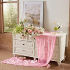 6 Pack Light Pink Cheesecloth Table Runner Boho Gauze Home Decor - Image 6