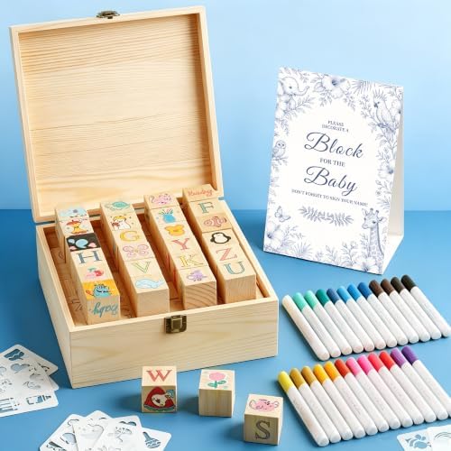 wookidel 118PCS Baby Shower Games Kit, Baby Blocks for Baby Shower - Image 7