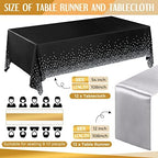Breling 24 Pack Black and Silver Disposable Tablecloth and Table Runner Set - Image 2