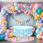 Oudain 12 Pcs 84 Inch Daisy Tablecloth Round Disposable Plastic Boho Flower - Image 4