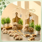 56Pcs Baby Shower Prizes for Game Winners Acacia Cheese Board Fork Butter Spreaders Coasters Towel Artificial Potted Plant Gift Bag for Baby Shower Bridal Shower Favors (6 Sets, Acacia Square Shaped) - Image 2