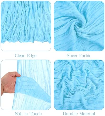 Showgeous 16 Pack Light Blue Cheesecloth Table Runner 17 x 108 Inch - Image 4