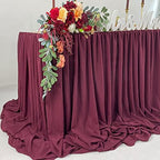 Pooling and Floating Chiffon Table Skirt with extra length, 6FT 9FT 14FT Sheer Tablecloth, Baby Shower, Birthdays Party, Main Cake Table Decoration, Wdding Table Skirt (Burgundy, 6FT) - Image 2