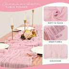 12 Pack Cheesecloth Table Runner 35 x 120 inch Long Boho Cheese Cloth Gauze Table Runners Semi Sheer Table Runner for Wedding Decor, Bridal Shower, Birthday Party (Light Pink) - Image 4