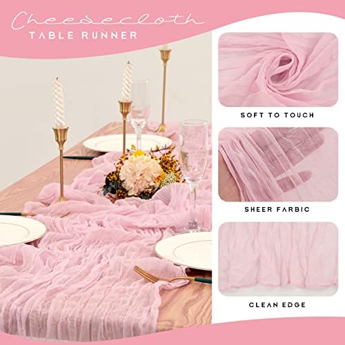 12 Pack Cheesecloth Table Runner 35 x 120 inch Long Boho Cheese Cloth Gauze Table Runners Semi Sheer Table Runner for Wedding Decor, Bridal Shower, Birthday Party (Light Pink) - Image 4