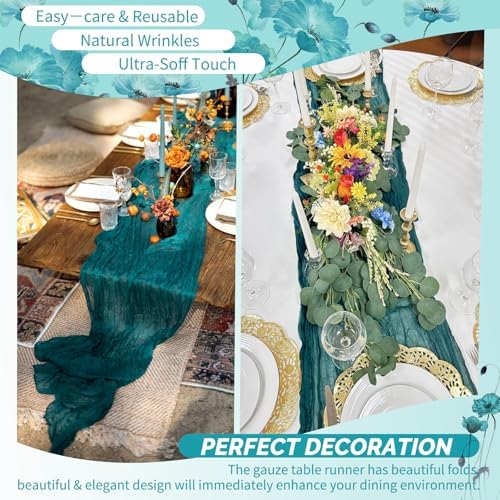 Showgeous 20 Pack Teal Cheesecloth Table Runner, 17 x 108 Inches - Image 6