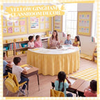 Gingham Teacher Desk Table Skirt for Classroom, Yellow - Image 3