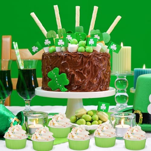 200 Pack Aluminum Cupcake Liners with Lids,Green,Plain - Image 3