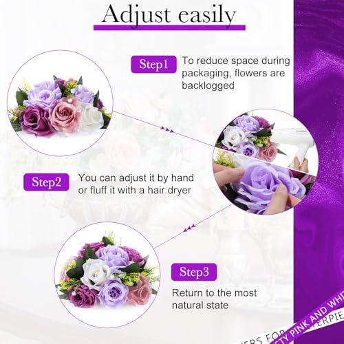Hotop 12 Pcs Silk Rose Flower Balls,Fantasy Violet - Image 6