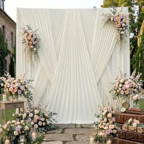 gogoparti 10ft x 12ft Ivory Wrinkle-Free Backdrop Curtain for Wedding Parties, Thick Polyester 2 Panels 5x12ft for Wedding Birthday Baby Shower Halloween Photography Party Background - Image 5