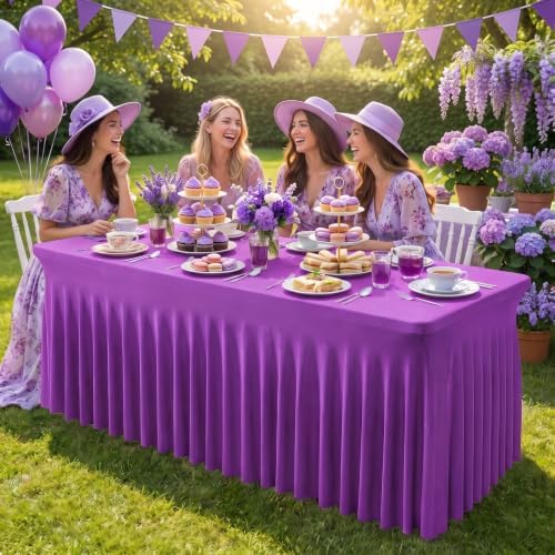2Pack Spandex Tablecloth for 6FT Rectangle Tables,Table Skirt - Image 7