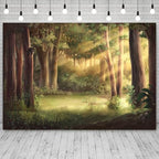9x6ft Fairytale Rainforest Backdrop Spring Enchanted Forest Photography Background Wonderland Woodland Sunlight Jungle Natural Scenery Kids Birthday Decorations Baby Shower Photo Booth Prop - Image 3