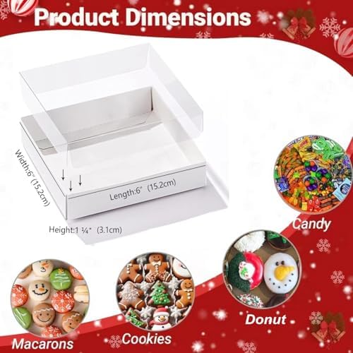 6x6x1.25 Inches 50PCS Treat Boxes with Clear Display Lid - Image 2